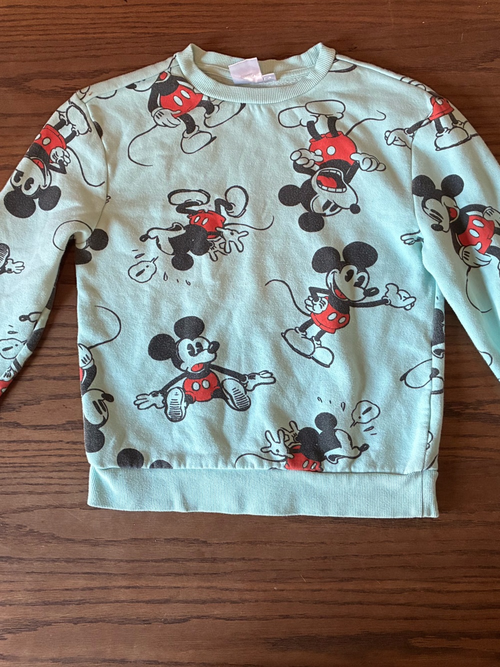 Disney 100 Celebration Kids' Mickey Mouse Mint Green Pullover Sweatshirt; Size M